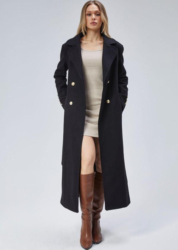 Kadın Kol Düğme Detaylı Regular Astarlı Kaban - Image 1