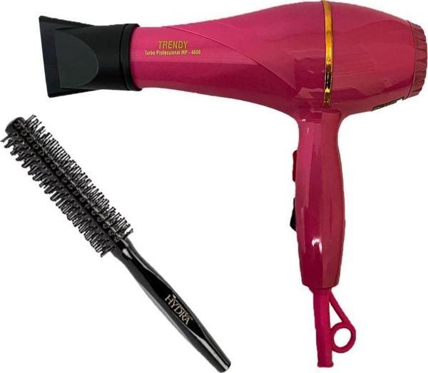 Trendy Profesyonel Fön Makinesi Pembe + Hydra Berber Fön Fırçası - Image 1