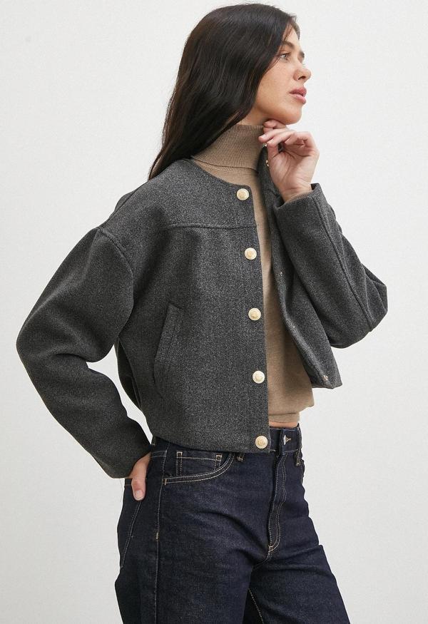 Beli Lastikli Düğmeli Bomber Ceket Antirasit - Image 1