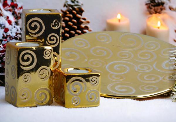 Lüks Porselen 3lü Tealight Mumluk Şamdan Biblo Heykel Hediyelik Dekoratif Ürün Masa Süsü Ev Hediye 1 - Image 1