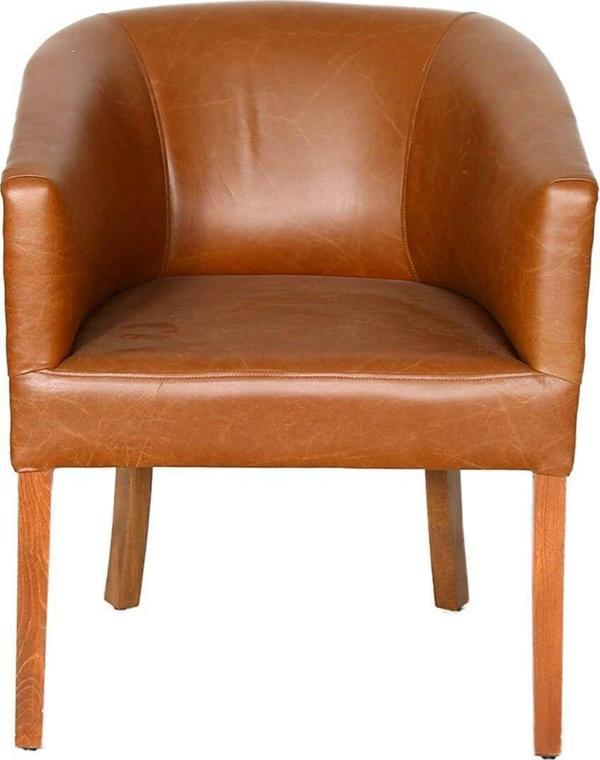 3A Mobilya Real Leather Oval Berjer - Image 1