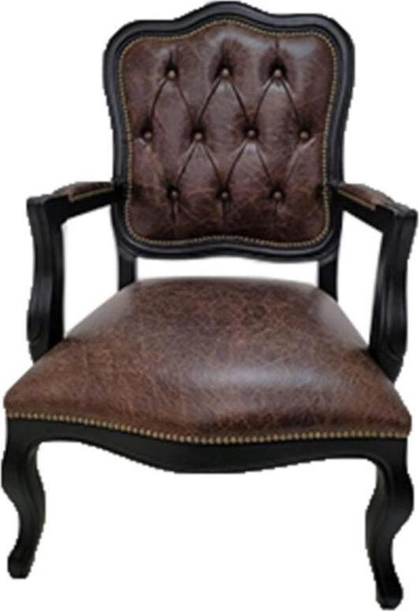 3A Mobilya Buffalo Dark Brown Real Leather Berjer - Image 1