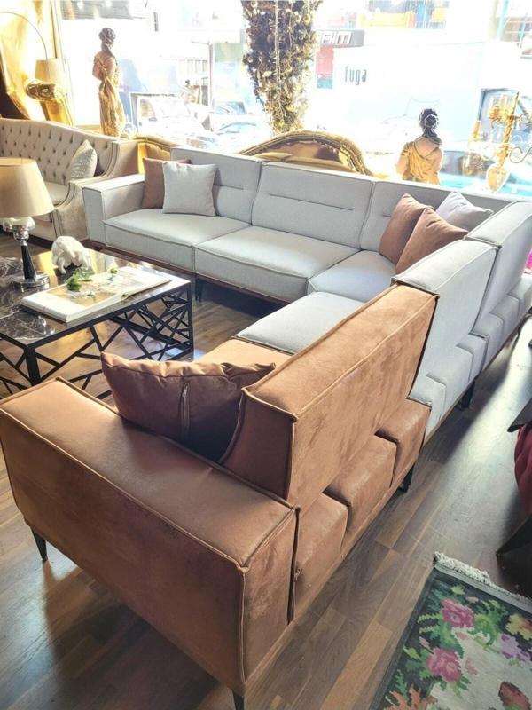 3A Mobilya Mekanizmalı Keten Cool L Kanepe - Image 1