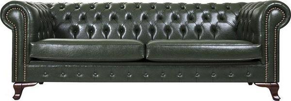 3A Mobilya Green Leather Chesterfield 230X90X80 Cm - Image 1