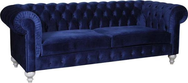 3A Mobilya Dark Blue Velvet Chesterfield 230X90X80 Cm - Image 1