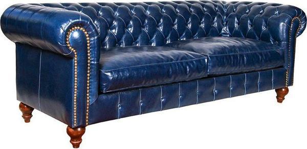 3A Mobilya Blue Gerçek Deri Chesterfield 230X90X80 Cm - Image 1