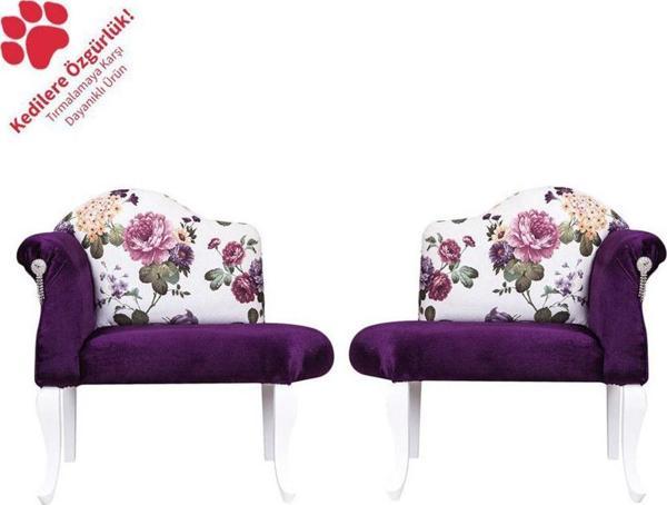 3A Mobilya 2'Li Salkım Hanım Mor Josephine 80X76X56 Cm - Image 1