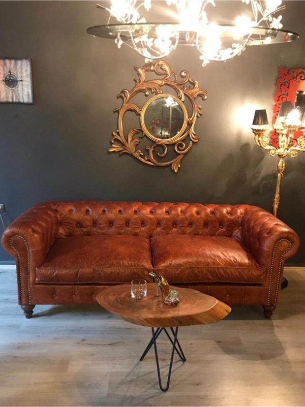 3A Mobilya Hakiki Deri Old Navy Chesterfield Taba - Image 1