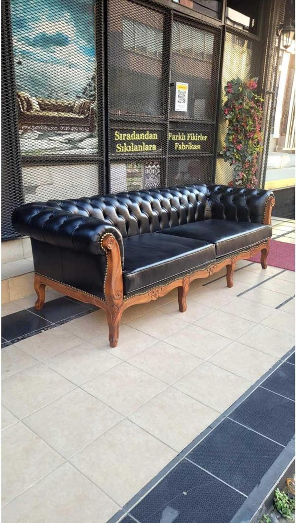3A Mobilya Hakiki Deri Lanchester Kanepe - Image 1