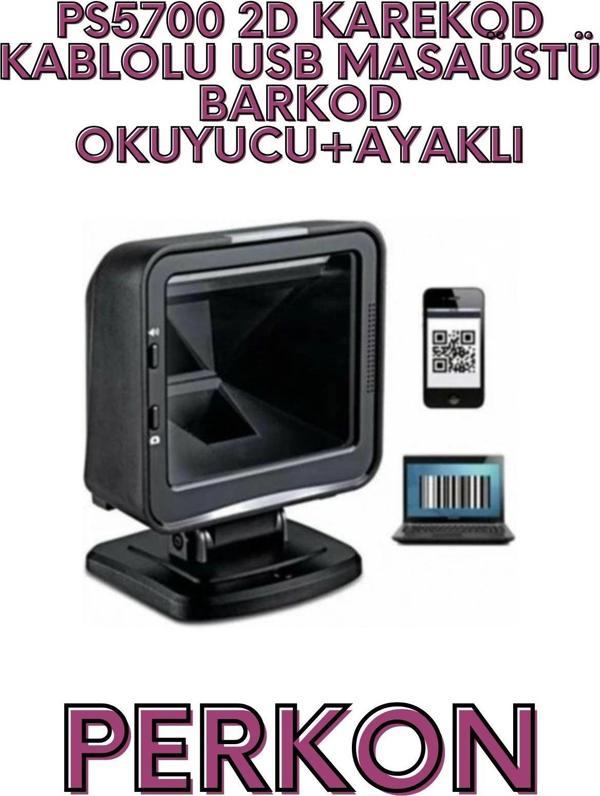 PERKON TİGER PS5700 2D KAREKOD KABLOLU USB MASAÜSTÜ BARKOD OKUYUCU+AYAKLI - Image 1