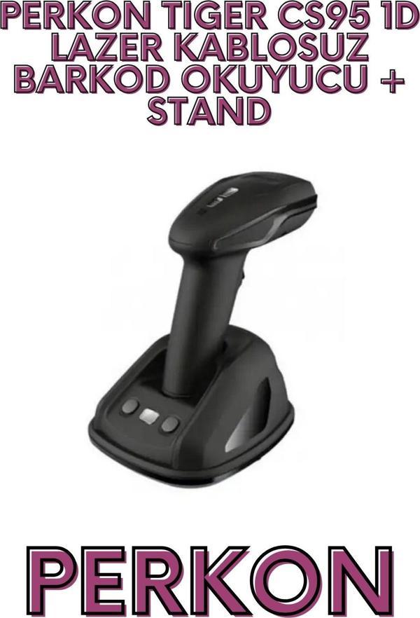 PERKON TIGER CS95 1D LAZER KABLOSUZ BARKOD OKUYUCU + STAND - Image 1