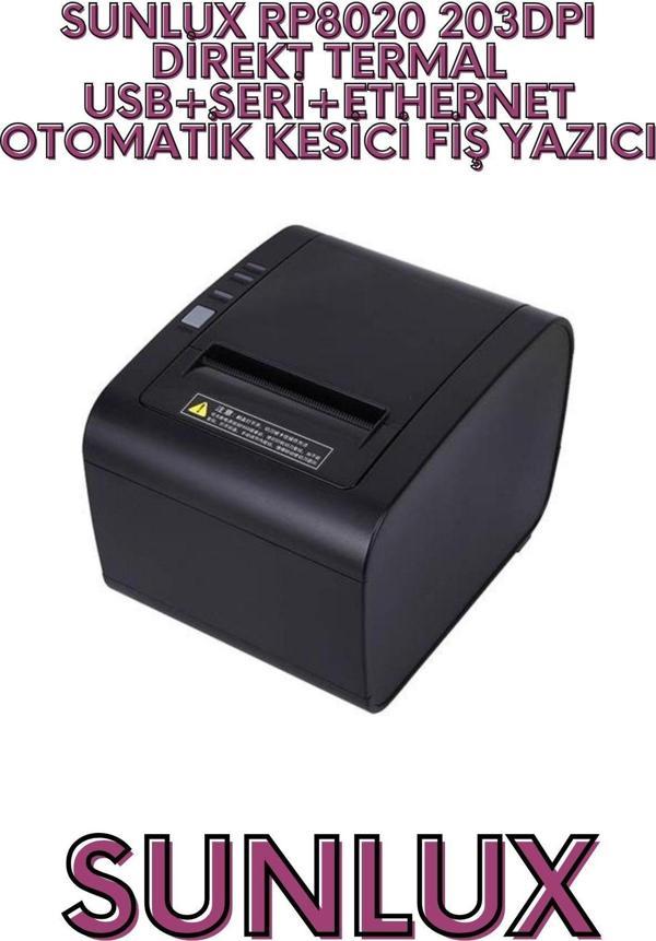 SUNLUX RP8020 203DPI DİREKT TERMAL USB+SERİ+ETHERNET OTOMATİK KESİCİ FİŞ YAZICI - Image 1