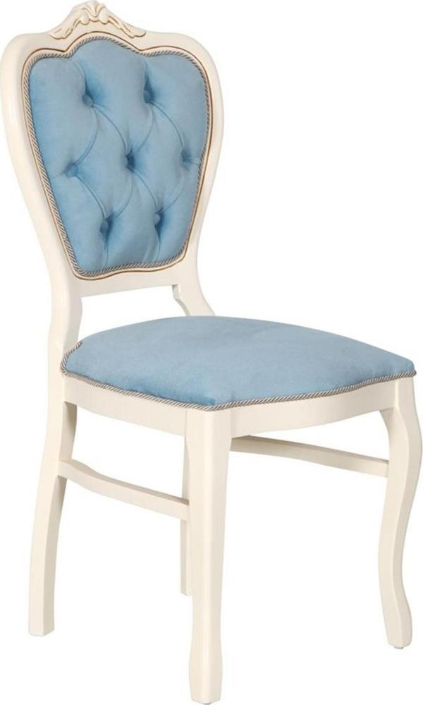 3A Mobilya Bebek Mavisi Oymalı Sandalye 47X45X97 Cm - Image 1