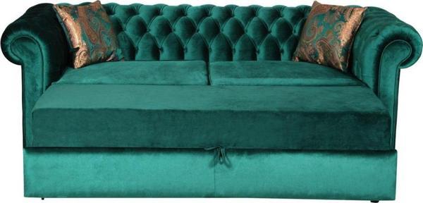 3A Mobilya Zümrüt Yeşili Yataklı Chesterfield 230X90X80 Cm - Image 1