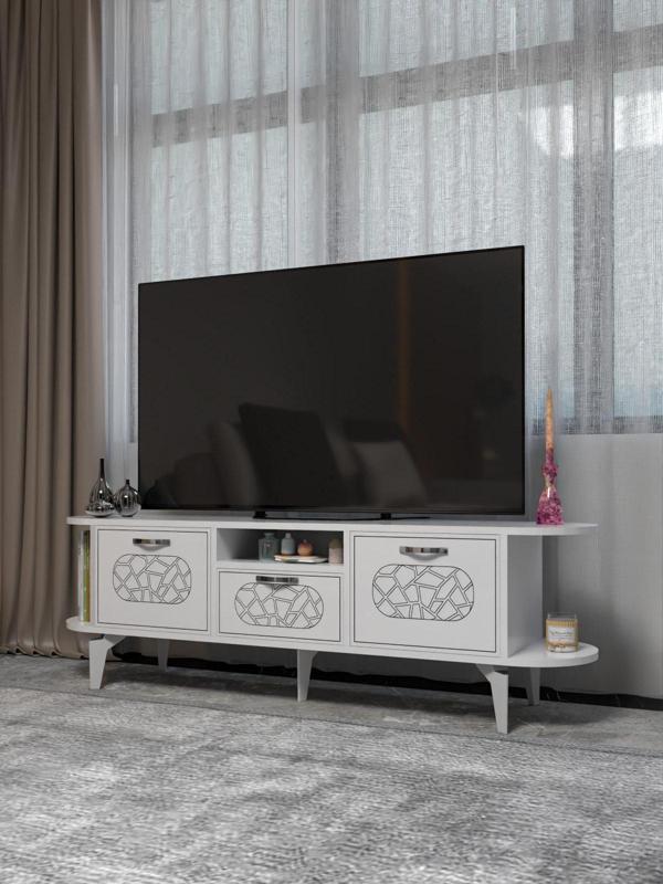 Tv Sehpası Tv Ünitesi Raflı 140 Cm Gzd Plus Atlantik Çam - Image 1