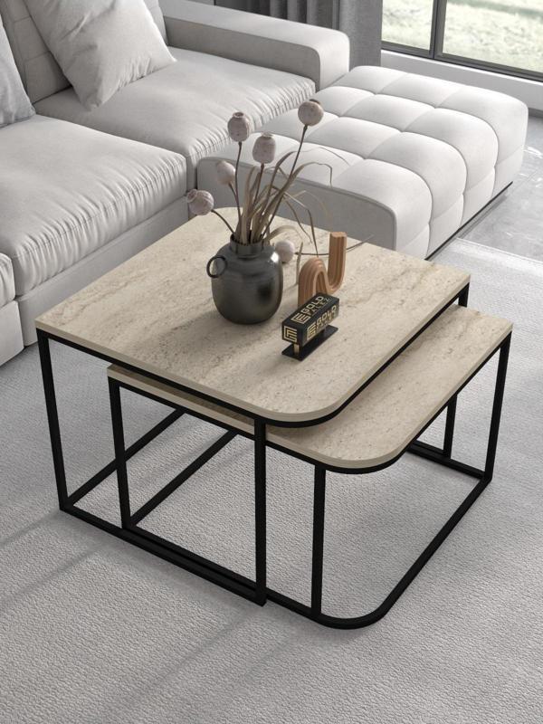 Orta Sehpa Tekli Damla Gold Beyaz - Image 1