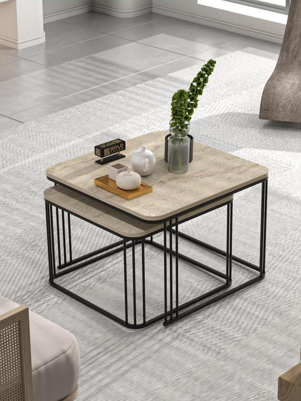 Orta Sehpa Ve Zigon Sehpa Damla Gold Beyaz - Image 1