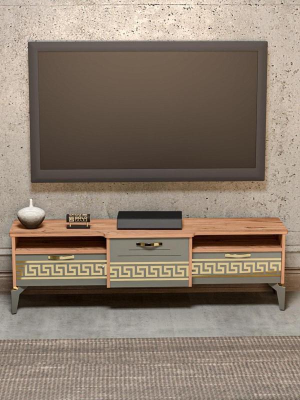 Tv Sehpası Tv Ünitesi Vera Atlantik Çam Antrasit Çizgili 5051 - Image 1