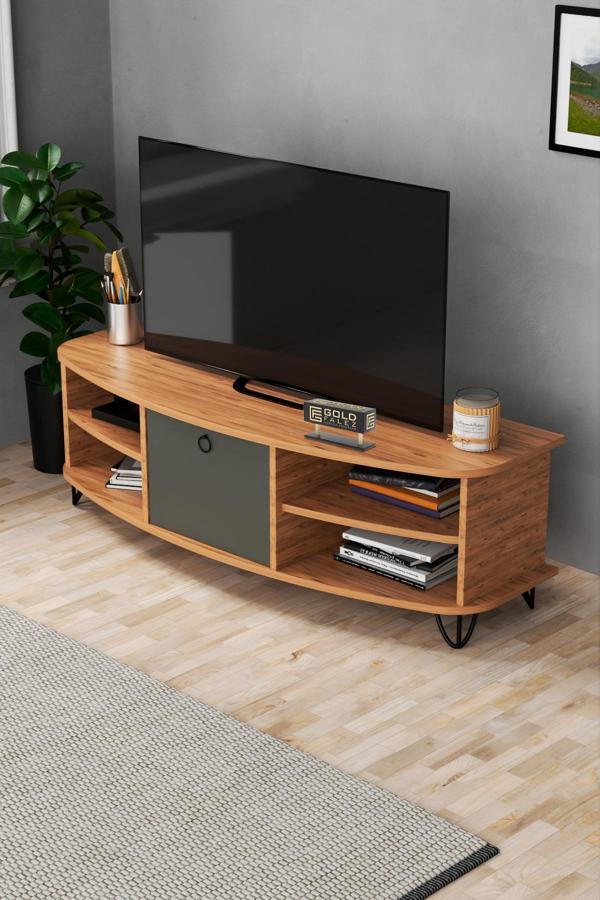 Tv Sehpası Tv Ünitesi Raflı 140 Cm Gzd Plus Beyaz - Image 1