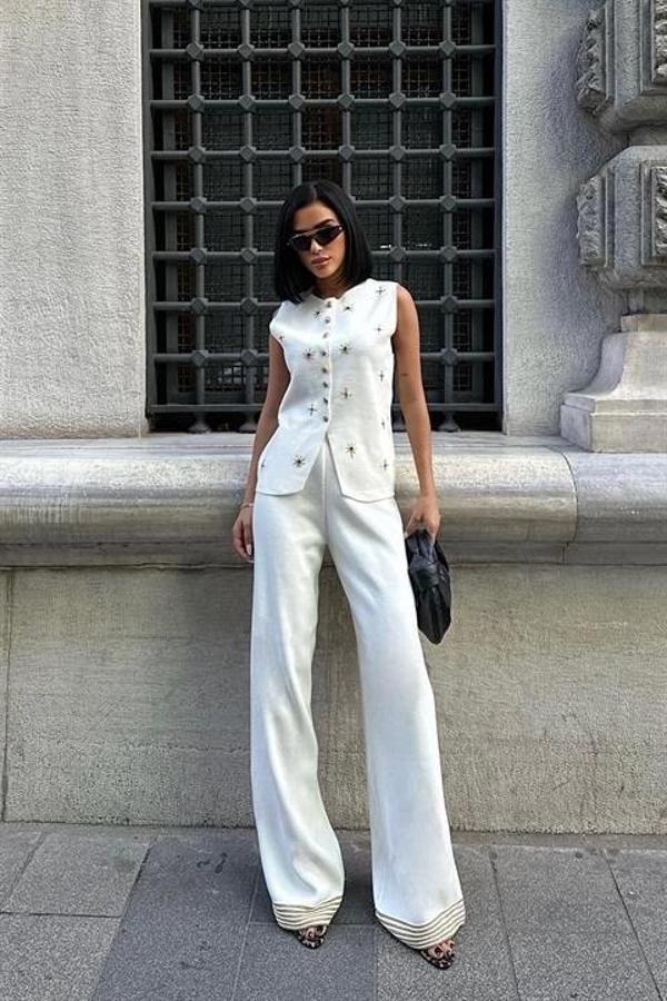 MDB Paulo Gold Düğmeli Yelek Pantolon Takım 9976 - Image 1