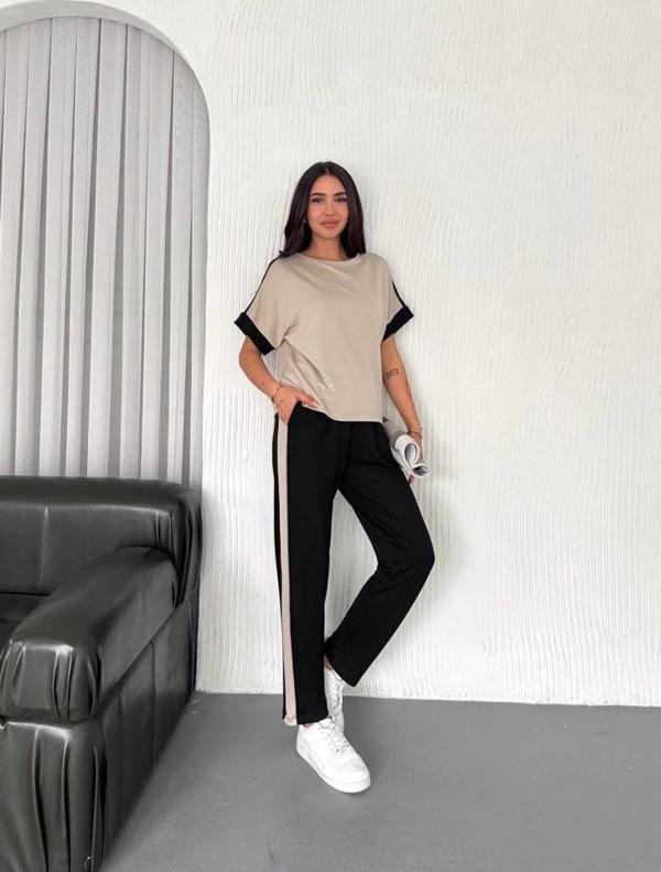 MDB Kadın odal Dokulu Kumaş Yanı şeritli Takım - Image 1