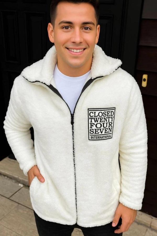 MDB Erkek Polar Fermuarlı weatshirt – Kapüşonsuz, Cepli, Yumuşak Dokulu, Oversize Rahat Kalıp, Kışlı - Image 1