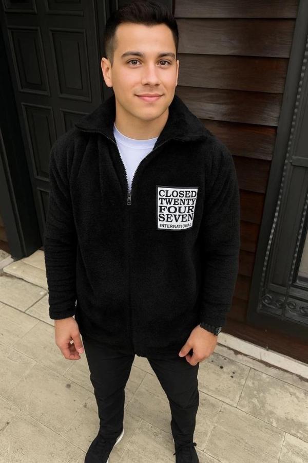 MDB Erkek Polar Fermuarlı weatshirt – Kapüşonsuz, Cepli, Yumuşak Dokulu, Oversize Rahat Kalıp, Kışlı - Image 1