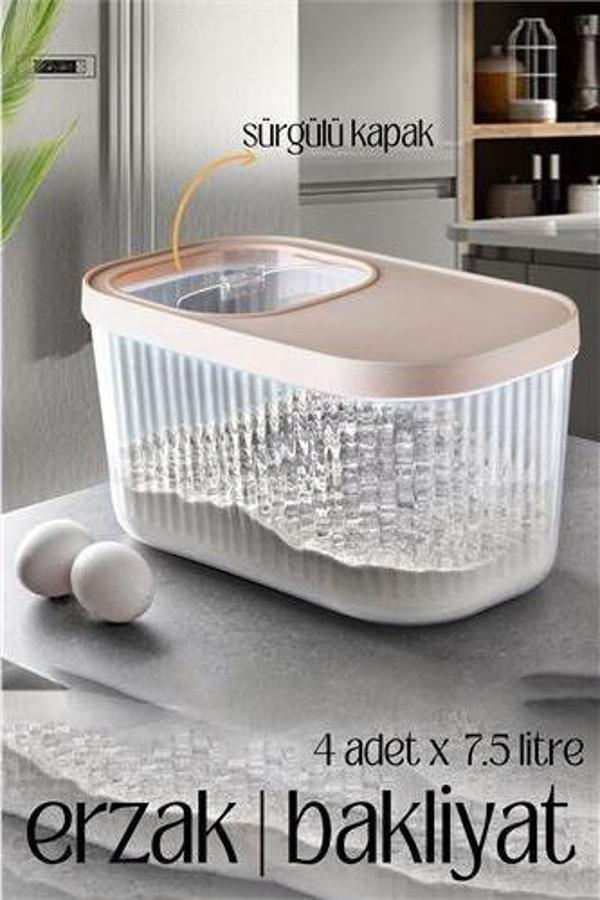 MultiBox Erzak Bakliyat Kutusu Sürgülü Kapak 7.5'litre 4 ADET - Image 1