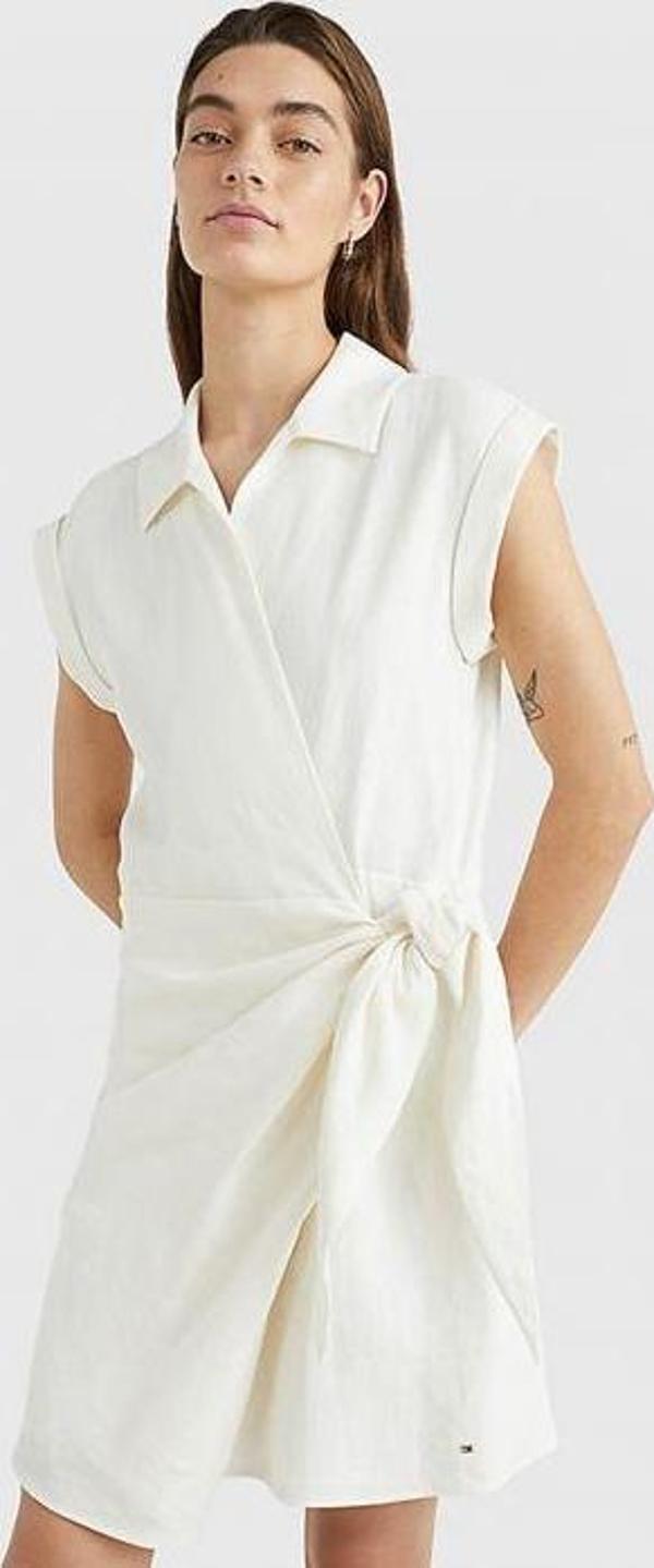 LINEN SLEEVELESS WRAP DRESS - Image 1