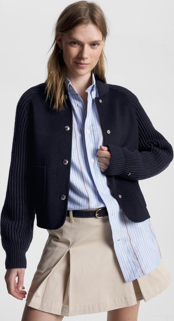 DF WOOL BLEND KNIT MIX BOMBER - Image 1