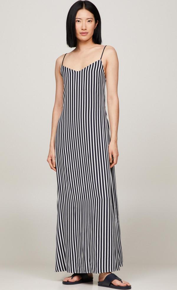 FLUID STRIPE ANKLE SLIP DRESS - Image 1