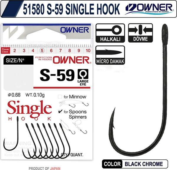 Owner 51580 S-59 Black Chrome Tekli Olta İğnesi 6 no 8 Adet - Image 1