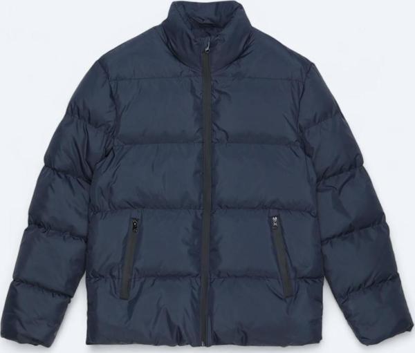 Lacivert Regular Fit Dik Yaka Casual Dokuma Mont - Image 1