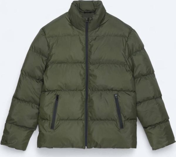 Haki Regular Fit Dik Yaka Casual Dokuma Mont - Image 1