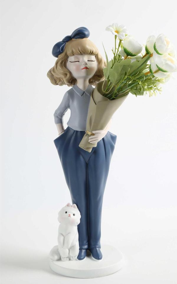 Vitale Polyester Mavi Kız Vazo 48cm AK.KZ0058 - Image 1