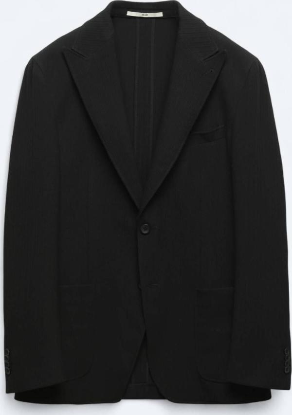 Siyah Çizgili Modern Fit Ceket - Image 1