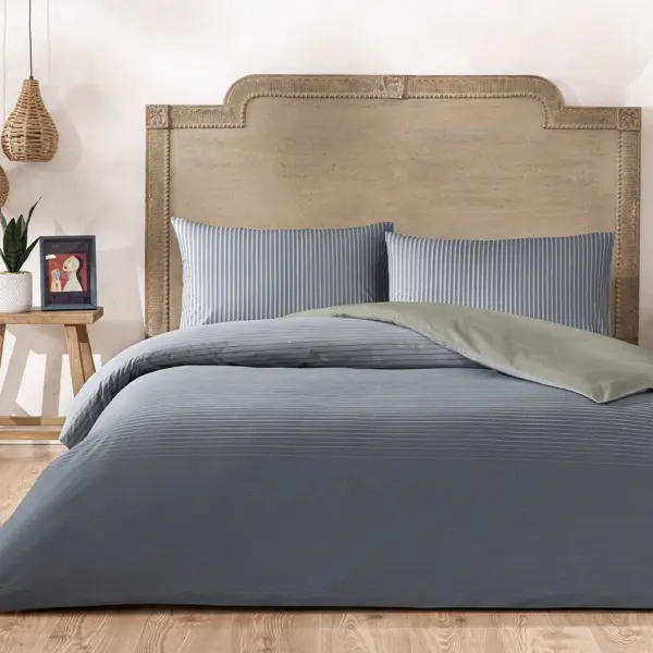 Taç Marwen Ranforce Çift Kişilik Nevresim Takımı Lacivert - Image 1