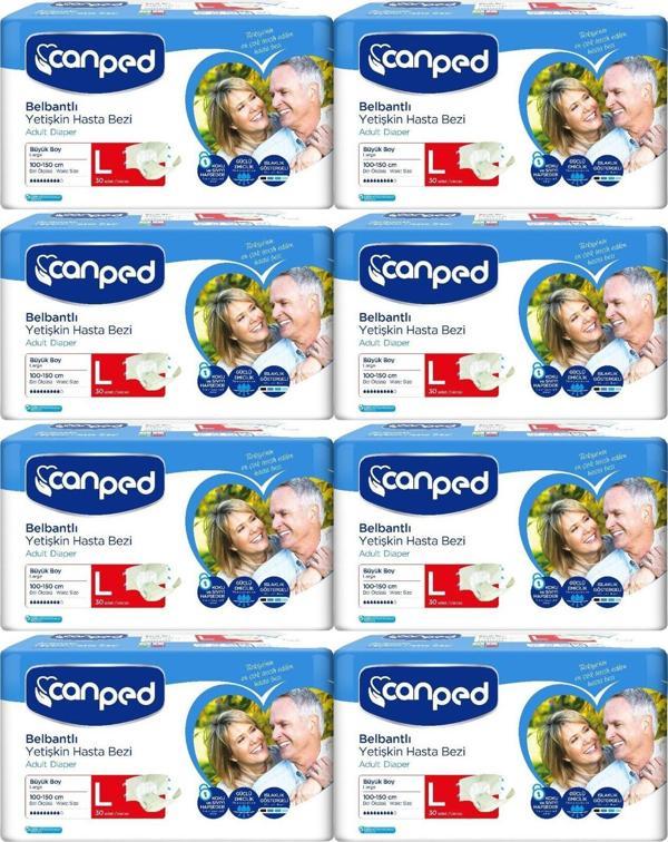 Canped Hasta Bezi Yetişkin Bel Bantlı Polietilen L - Büyük Boy 240 Adet - Image 1