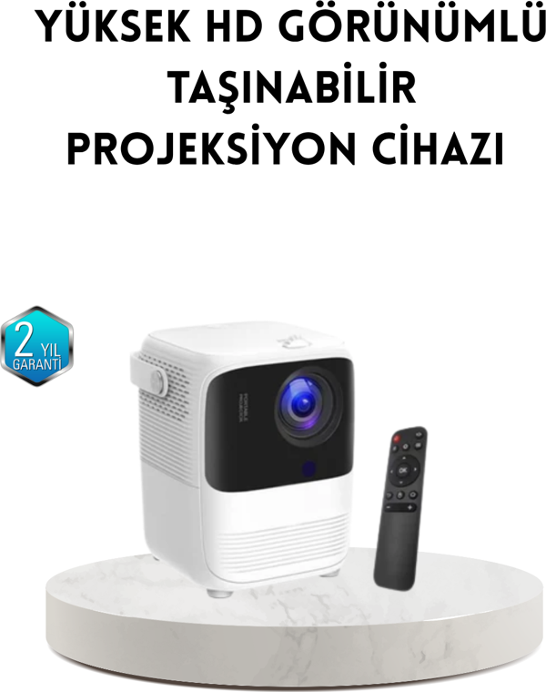 Taşınabilir Akıllı 1080P Projektör – 64GB Hafıza, 2GB RAM, Full HD Görüntü, Kumandalı - Image 1