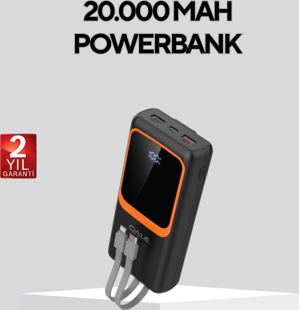 Powerbank 20000 mAh Dijital Ekranlı ve Çok Kablolu Hızlı Şarj Cihazı - Image 1