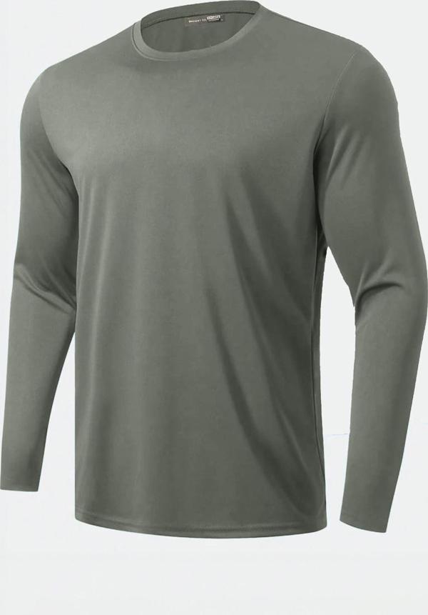 Ghassy Co. Erkek %100 Pamuklu Likralı Esnek Spor Koşu Günlük Antrenman Uzun Kollu Penye T-shirt - Image 1