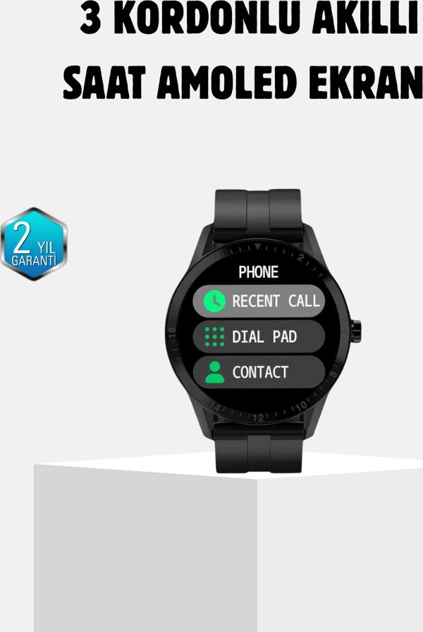 3 Kordonlu AMOLED Akıllı Saat – Sağlık Takipli - Image 1
