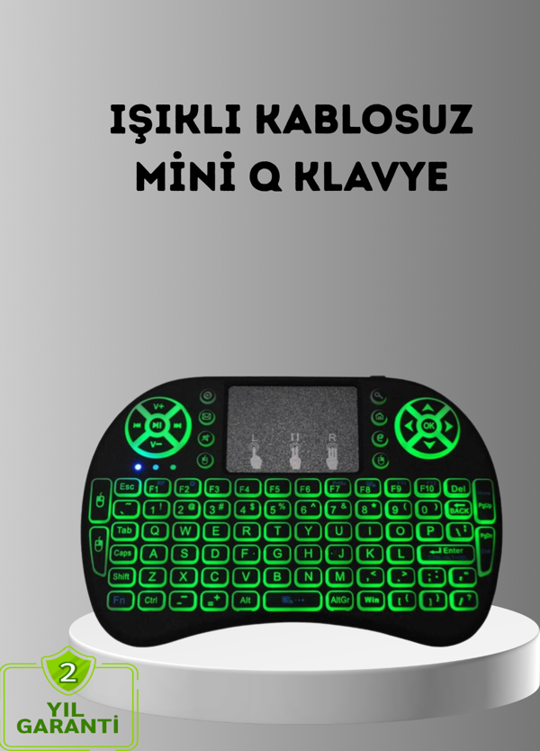 LED Işıklı Q Klavye – Touchpad, Numerik Tuş Takımı ve Multimedya Kısayolları - Image 1