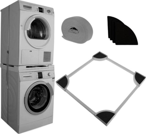 Çamaşır Makinesi Kurutma Makinesi İstifleme Birleştirme Kiti Ayarlanabilir Vestel, Regal Gri - Inox  - Image 1