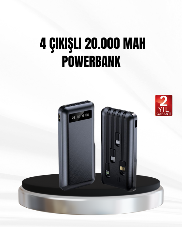 Powerbank 20000 mAh LED Fenerli ve Çoklu Güvenlik Korumasına Sahip - Image 1