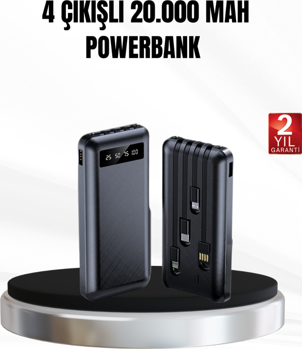 Powerbank 20000 mAh LED Fenerli ve Çoklu Güvenlik Korumasına Sahip - Image 1