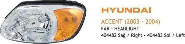 Far Sol Motorsuz Hyundaı Accent (2003-04) Sarı Sinyalli - Image 1