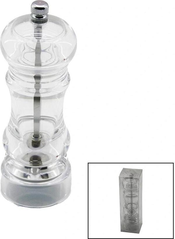 Büyük   Şeffaf Mika Kristal Plastik  Baharat Öğütücü - Image 1