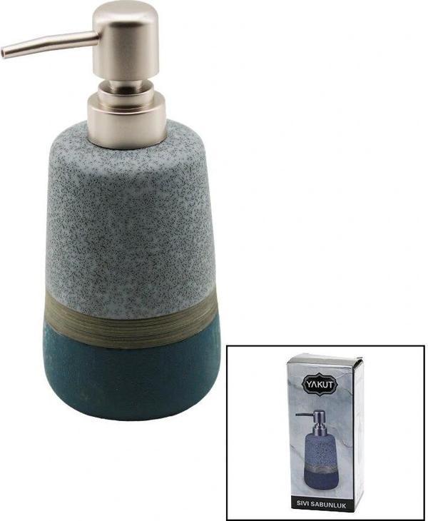 Okyanus Mavi - Gri - Kahve - Mat Desen Seramik Sıvı Sabunluk - Image 1