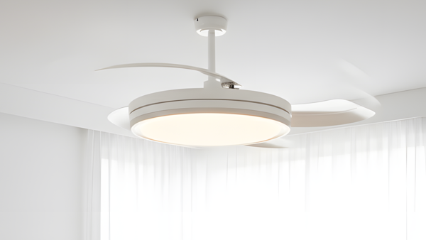 Gizli Kanat Ledli Ses ve Kumanda Kontrollü Tavan Vantilatörü Beyaz KCF307 - Image 1